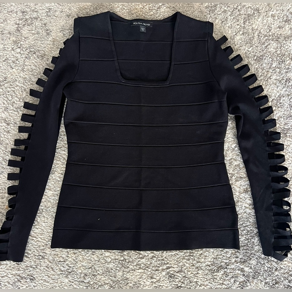 Boston Proper cold shoulder black top, size M, like new